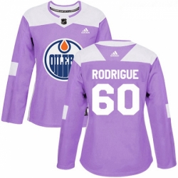 Womens Adidas Edmonton Oilers 60 Olivier Rodrigue Authentic Purple Fights Cancer Practice NHL Jersey 