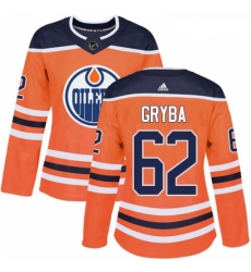 Womens Adidas Edmonton Oilers 62 Eric Gryba Authentic Orange Home NHL Jersey 