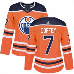 Womens Adidas Edmonton Oilers 7 Paul Coffey Authentic Orange Home NHL Jersey 