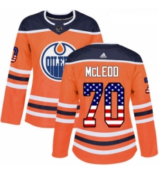 Womens Adidas Edmonton Oilers 70 Ryan McLeod Authentic Orange USA Flag Fashion NHL Jersey 