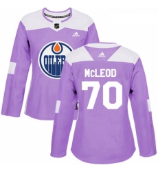 Womens Adidas Edmonton Oilers 70 Ryan McLeod Authentic Purple Fights Cancer Practice NHL Jersey 