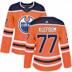 Womens Adidas Edmonton Oilers 77 Oscar Klefbom Authentic Orange Home NHL Jersey 