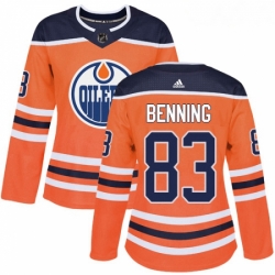 Womens Adidas Edmonton Oilers 83 Matt Benning Authentic Orange Home NHL Jersey 