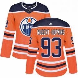 Womens Adidas Edmonton Oilers 93 Ryan Nugent Hopkins Authentic Orange Home NHL Jersey 