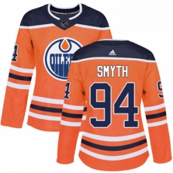 Womens Adidas Edmonton Oilers 94 Ryan Smyth Authentic Orange Home NHL Jersey 