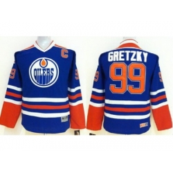Kids Edmonton Oilers 99 Wayne Gretzky Blue NHL Jerseys
