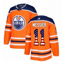 Youth Adidas Edmonton Oilers 11 Mark Messier Authentic Orange USA Flag Fashion NHL Jersey 