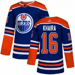 Youth Adidas Edmonton Oilers 16 Jujhar Khaira Authentic Royal Blue Alternate NHL Jersey 