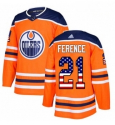 Youth Adidas Edmonton Oilers 21 Andrew Ference Authentic Orange USA Flag Fashion NHL Jersey 
