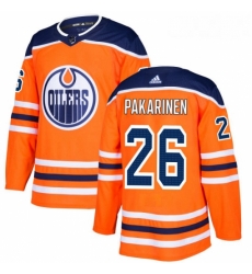 Youth Adidas Edmonton Oilers 26 Iiro Pakarinen Authentic Orange Home NHL Jersey 
