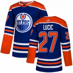 Youth Adidas Edmonton Oilers 27 Milan Lucic Authentic Royal Blue Alternate NHL Jersey 