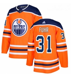 Youth Adidas Edmonton Oilers 31 Grant Fuhr Authentic Orange Home NHL Jersey 
