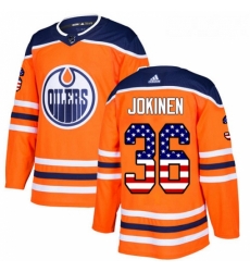 Youth Adidas Edmonton Oilers 36 Jussi Jokinen Authentic Orange USA Flag Fashion NHL Jersey 