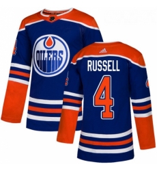 Youth Adidas Edmonton Oilers 4 Kris Russell Authentic Royal Blue Alternate NHL Jersey 