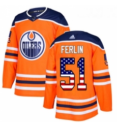 Youth Adidas Edmonton Oilers 51 Brian Ferlin Authentic Orange USA Flag Fashion NHL Jersey 