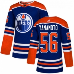 Youth Adidas Edmonton Oilers 56 Kailer Yamamoto Authentic Royal Blue Alternate NHL Jersey 