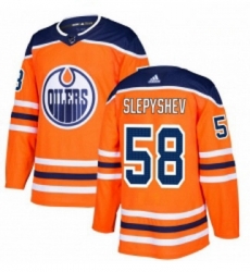 Youth Adidas Edmonton Oilers 58 Anton Slepyshev Authentic Orange Home NHL Jersey 