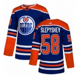 Youth Adidas Edmonton Oilers 58 Anton Slepyshev Authentic Royal Blue Alternate NHL Jersey 