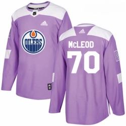 Youth Adidas Edmonton Oilers 70 Ryan McLeod Authentic Purple Fights Cancer Practice NHL Jersey 