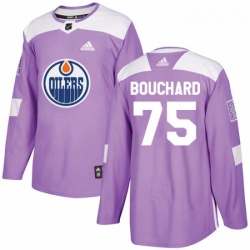 Youth Adidas Edmonton Oilers 75 Evan Bouchard Authentic Purple Fights Cancer Practice NHL Jersey 