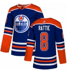 Youth Adidas Edmonton Oilers 8 Ty Rattie Authentic Royal Blue Alternate NHL Jersey 