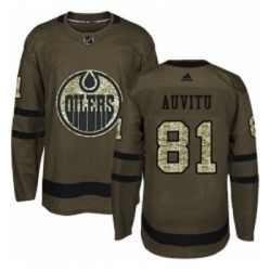 Youth Adidas Edmonton Oilers 81 Yohann Auvitu Authentic Green Salute to Service NHL Jersey 