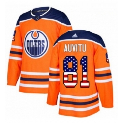 Youth Adidas Edmonton Oilers 81 Yohann Auvitu Authentic Orange USA Flag Fashion NHL Jersey 