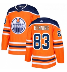 Youth Adidas Edmonton Oilers 83 Matt Benning Authentic Orange Home NHL Jersey 