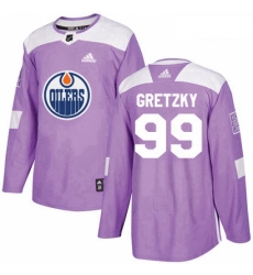 Youth Adidas Edmonton Oilers 99 Wayne Gretzky Authentic Purple Fights Cancer Practice NHL Jersey 
