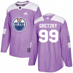 Youth Adidas Edmonton Oilers 99 Wayne Gretzky Authentic Purple Fights Cancer Practice NHL Jersey 
