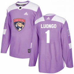 Mens Adidas Florida Panthers 1 Roberto Luongo Authentic Purple Fights Cancer Practice NHL Jersey 