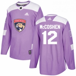 Mens Adidas Florida Panthers 12 Ian McCoshen Authentic Purple Fights Cancer Practice NHL Jersey 