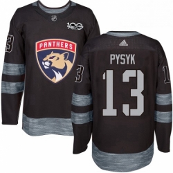 Mens Adidas Florida Panthers 13 Mark Pysyk Authentic Black 1917 2017 100th Anniversary NHL Jersey 