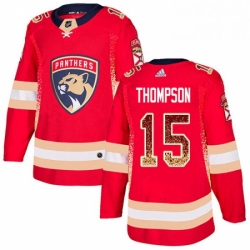 Mens Adidas Florida Panthers 15 Paul Thompson Authentic Red Drift Fashion NHL Jersey 