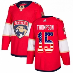 Mens Adidas Florida Panthers 15 Paul Thompson Authentic Red USA Flag Fashion NHL Jersey 