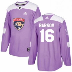 Mens Adidas Florida Panthers 16 Aleksander Barkov Authentic Purple Fights Cancer Practice NHL Jersey 