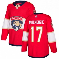 Mens Adidas Florida Panthers 17 Derek MacKenzie Authentic Red Home NHL Jersey 