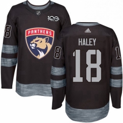 Mens Adidas Florida Panthers 18 Micheal Haley Authentic Black 1917 2017 100th Anniversary NHL Jersey 