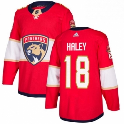 Mens Adidas Florida Panthers 18 Micheal Haley Authentic Red Home NHL Jersey 