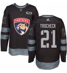 Mens Adidas Florida Panthers 21 Vincent Trocheck Authentic Black 1917 2017 100th Anniversary NHL Jersey 