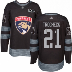 Mens Adidas Florida Panthers 21 Vincent Trocheck Authentic Black 1917 2017 100th Anniversary NHL Jersey 