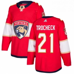 Mens Adidas Florida Panthers 21 Vincent Trocheck Authentic Red Home NHL Jersey 