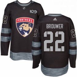 Mens Adidas Florida Panthers 22 Troy Brouwer Authentic Black 1917 2017 100th Anniversary NHL Jersey 