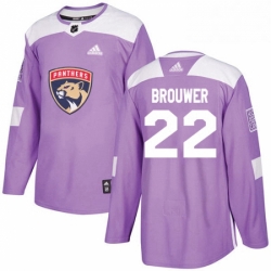 Mens Adidas Florida Panthers 22 Troy Brouwer Authentic Purple Fights Cancer Practice NHL Jersey 