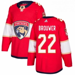 Mens Adidas Florida Panthers 22 Troy Brouwer Authentic Red Home NHL Jersey 