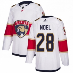 Mens Adidas Florida Panthers 28 Serron Noel Authentic White Away NHL Jersey 