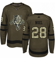 Mens Adidas Florida Panthers 28 Serron Noel Premier Green Salute to Service NHL Jersey 
