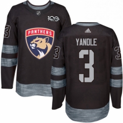 Mens Adidas Florida Panthers 3 Keith Yandle Authentic Black 1917 2017 100th Anniversary NHL Jersey 