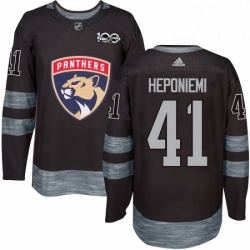 Mens Adidas Florida Panthers 41 Aleksi Heponiemi Authentic Black 1917 2017 100th Anniversary NHL Jersey 