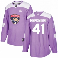 Mens Adidas Florida Panthers 41 Aleksi Heponiemi Authentic Purple Fights Cancer Practice NHL Jersey 